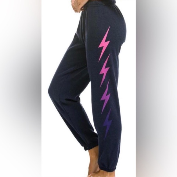 Aviator Nation 4 Bolt Purple & Pink Jogger Sweat Pant Size XS - Picture 1 of 8